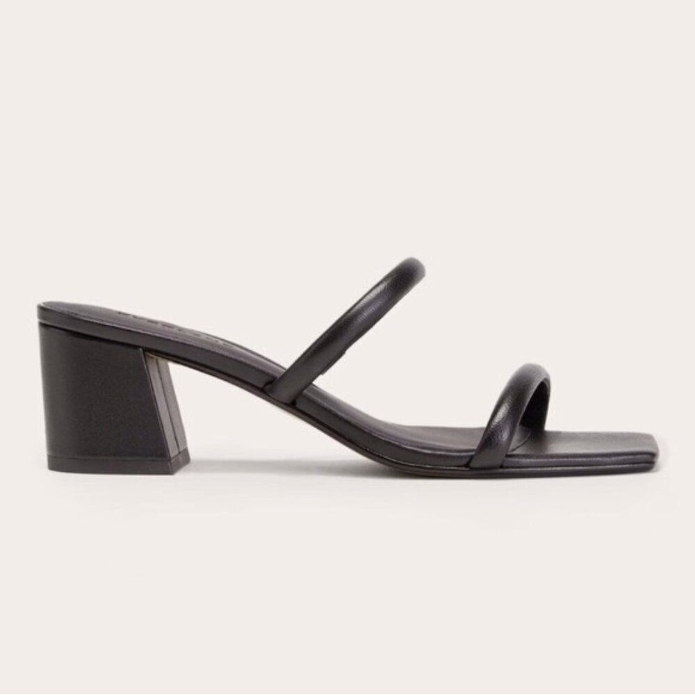 NEW Everlane The Double Strap Heel Sandal Shoe Women Sz 10.5 Black Leather